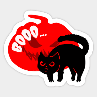 Spooky Halloween cat with a pumpkin Sticker